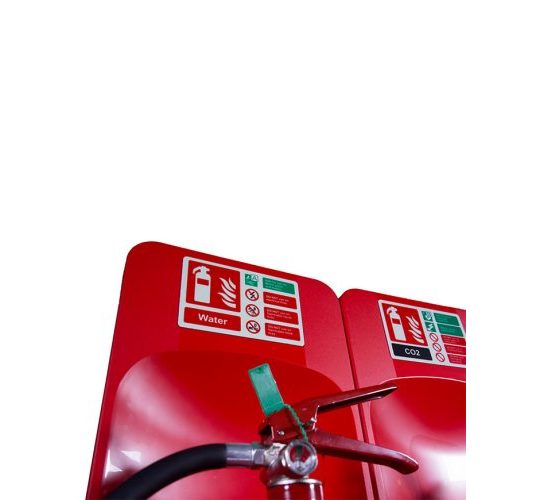 Double Fire Extinguisher Stand Red Fire Safety Equipment